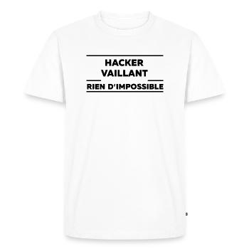 Hacker vaillant rien d'impossible | Best seller - T-shirt Premium bio Homme - blanc - Devant - Nico (187cm)