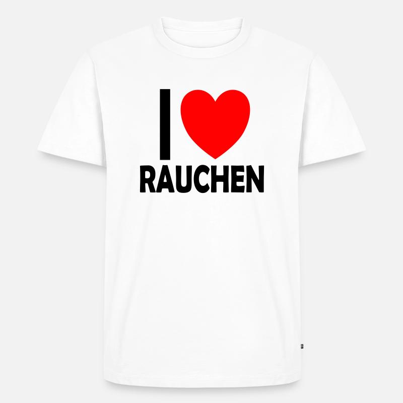 I ❤ RAUCHEN - Männer Premium Bio T-Shirt - Weiß