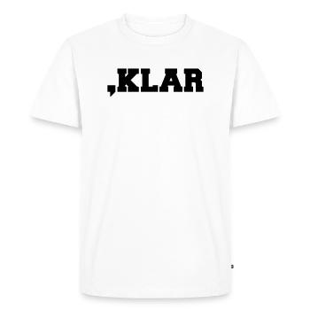 Komma Klar - Komm mal klar - Party Spruch saufen - Männer Premium Bio T-Shirt - Weiß - Vorne - Nico (187cm)