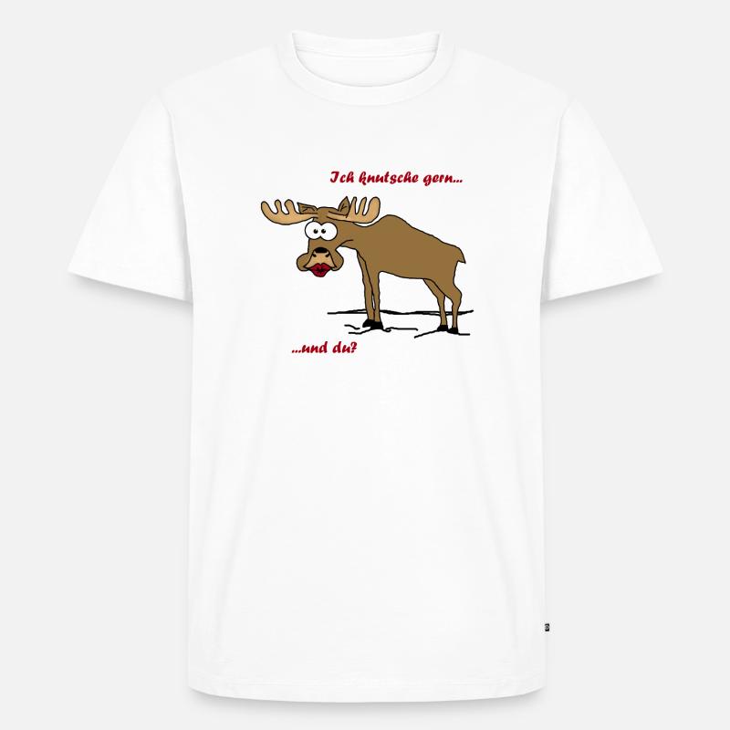 Knutschender Elch - Männer Premium Bio T-Shirt - Weiß