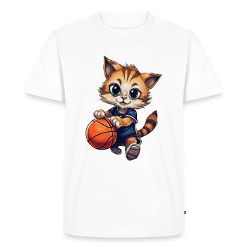 Chaton de basket-ball - T-shirt Premium bio Homme - blanc - Devant - Nico (187cm)