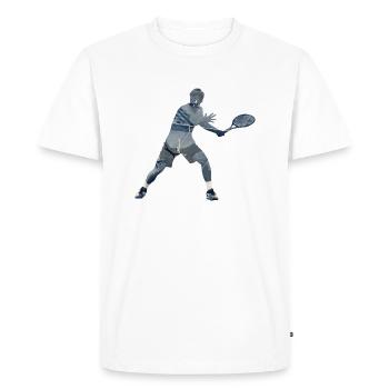 Motif tennis avec effet double exposition - T-shirt Premium bio Homme - blanc - Devant - Nico (187cm)