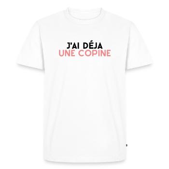 j'ai déja une copine. t-shirt couple jaloux - T-shirt Premium bio Homme - blanc - Devant - Nico (187cm)
