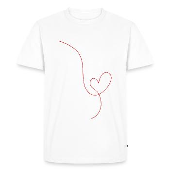 Coeur rouge dessin au trait - T-shirt Premium bio Homme - blanc - Devant - Nico (187cm)