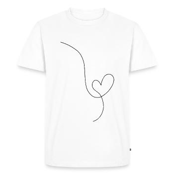 Coeur noir dessin au trait - T-shirt Premium bio Homme - blanc - Devant - Nico (187cm)