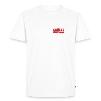 Suisse Grüezi Drapeau suisse Schwiiz Croix - T-shirt Premium bio Homme - blanc - Devant - Nico (187cm)