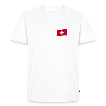 Suisse Croix Suisse Drapeau Schwiiz Décoration - T-shirt Premium bio Homme - blanc - Devant - Nico (187cm)