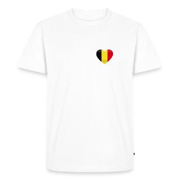 Drapeau belge Belgique Coeur Belge Belge femme - T-shirt Premium bio Homme - blanc - Devant - Nico (187cm)