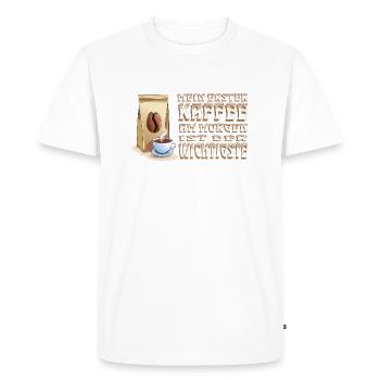 my first coffee in the morning - Men's Premium Organic T-Shirt - white - Front - Nico (187cm)