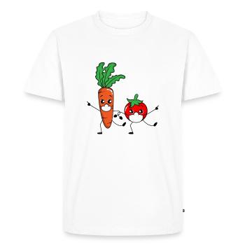 Légumes dansants avec masque thé végétalien végétarien - T-shirt Premium bio Homme - blanc - Devant - Nico (187cm)
