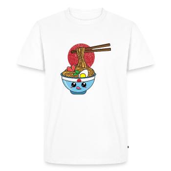 Ramen Noodle Kitsune Fox Kawaii Anime Tokyo Japan - Men's Premium Organic T-Shirt - white - Front - Nico (187cm)