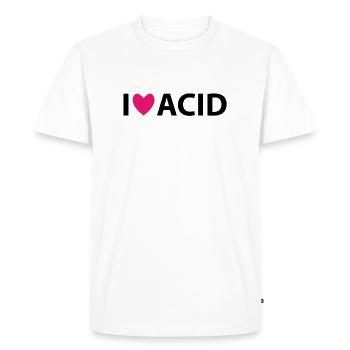 I love acid | Techno Festival - T-shirt Premium bio Homme - blanc - Devant - Nico (187cm)