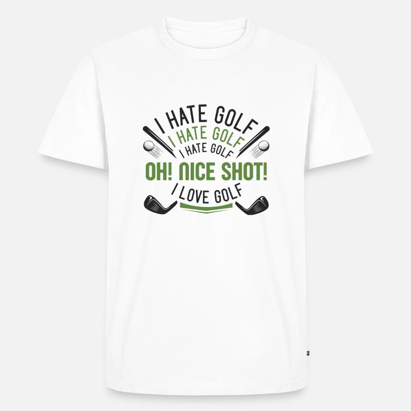I Hate Golf - Männer Premium Bio T-Shirt - Weiß