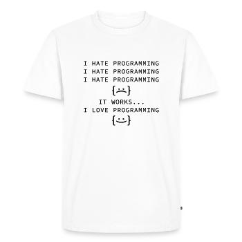 Je déteste la programmation - T-shirt Premium bio Homme - blanc - Devant - Nico (187cm)