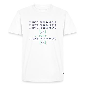 Je déteste la programmation - T-shirt Premium bio Homme - blanc - Devant - Nico (187cm)