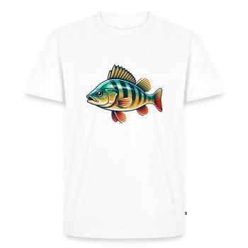 perche, perche, poisson, pêche - T-shirt Premium bio Homme - blanc - Devant - Nico (187cm)