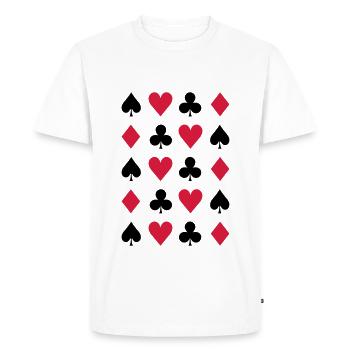 Motif coeur, bêche, croix et carreaux - T-shirt Premium bio Homme - blanc - Devant - Nico (187cm)
