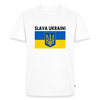 Slava ukraini - T-shirt Premium bio Homme - blanc - Devant - Nico (187cm)