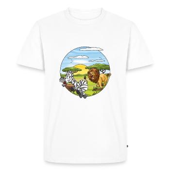 Zebra fu vant devant Lion savane Afrique - T-shirt Premium bio Homme - blanc - Devant - Nico (187cm)