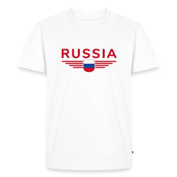 T-shirt Russie – Fierté et tradition - T-shirt Premium bio Homme - blanc - Devant - Nico (187cm)