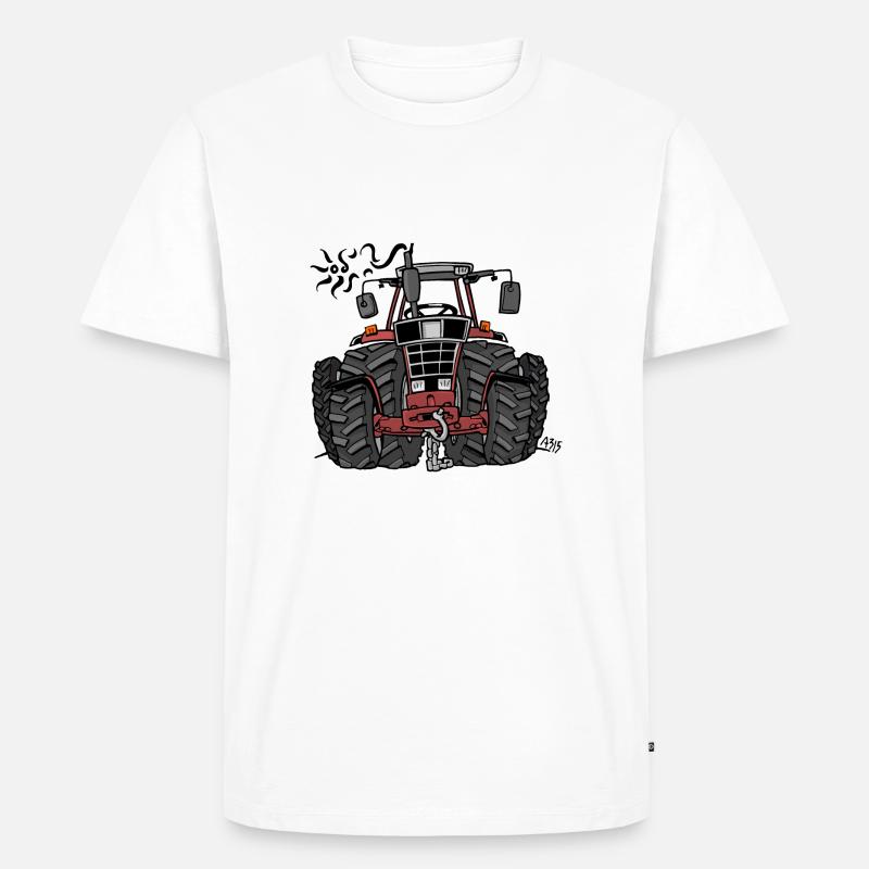0097 Roter Traktor - Männer Premium Bio T-Shirt - Weiß