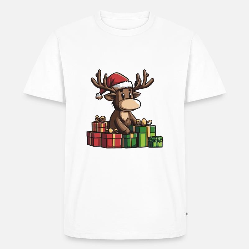 Elch Weihnachten Comic Geschenke - Männer Premium Bio T-Shirt - Weiß