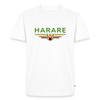 Harare T-Shirt for Zimbabwe Fans - Men's Premium Organic T-Shirt - white - Front - Nico (187cm)