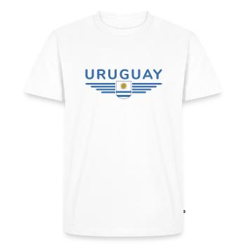 Uruguay T-Shirt – Perfect for Fans - Men's Premium Organic T-Shirt - white - Front - Nico (187cm)