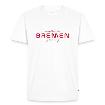 T-Shirt Brême – Skyline - T-shirt Premium bio Homme - blanc - Devant - Nico (187cm)