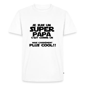 c'est comme un super-héros(super papa) - T-shirt Premium bio Homme - blanc - Devant - Nico (187cm)