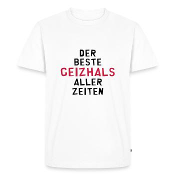 Geizhals - Geizkrägin - Geiz - Geizig - Geld - Männer Premium Bio T-Shirt - Weiß - Vorne - Nico (187cm)