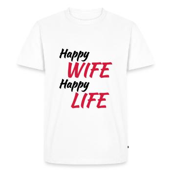 Happy wife, happy life - T-shirt Premium bio Homme - blanc - Devant - Nico (187cm)