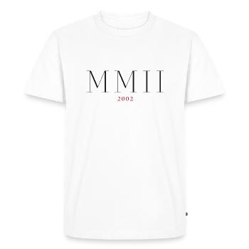 Chiffre romain Année de naissance Fait en 2002 - T-shirt Premium bio Homme - blanc - Devant - Nico (187cm)