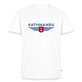 Katmandou Design – Le cœur du Népal - T-shirt Premium bio Homme - blanc - Devant - Nico (187cm)