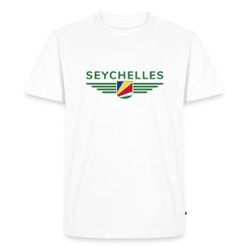 Fans des Seychelles : des t-shirts pour rêver sur l’île - T-shirt Premium bio Homme - blanc - Devant - Nico (187cm)