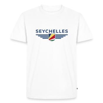 Fans des Seychelles : des t-shirts pour rêver sur l’île - T-shirt Premium bio Homme - blanc - Devant - Nico (187cm)