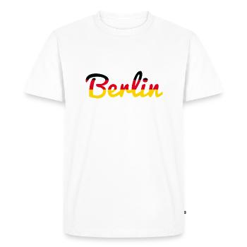 Berlin Germany Fan Flag Design T Shirt - Men's Premium Organic T-Shirt - white - Front - Nico (187cm)