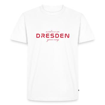 T-shirt Dresde – Skyline & Culture - T-shirt Premium bio Homme - blanc - Devant - Nico (187cm)