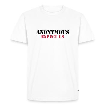 Anonymous : Expect us - Men's Premium Organic T-Shirt - white - Front - Nico (187cm)