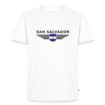 Conception du t-shirt San Salvador - T-shirt Premium bio Homme - blanc - Devant - Nico (187cm)