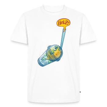 Poisson-globe dans verre plastique demande d'aide - T-shirt Premium bio Homme - blanc - Devant - Nico (187cm)