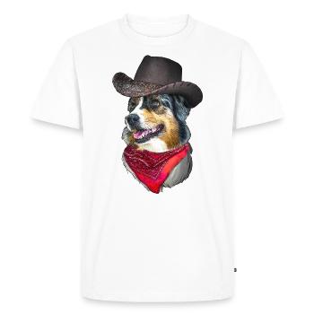Australian Shepherd Cowboy - Men's Premium Organic T-Shirt - white - Front - Nico (187cm)