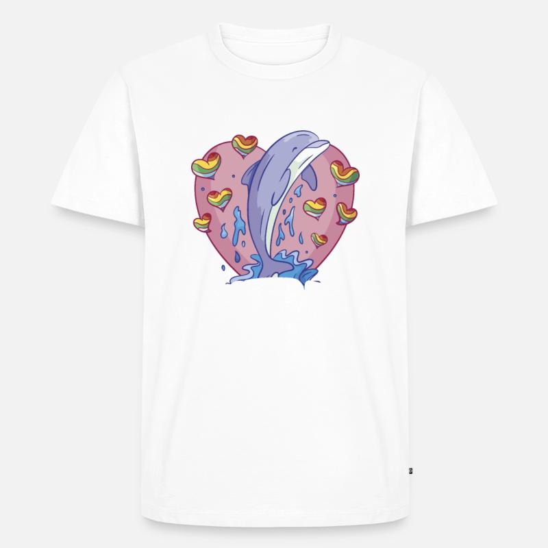 Delfin Delfinschule Säugetier Meer Delfinarium - Männer Premium Bio T-Shirt - Weiß