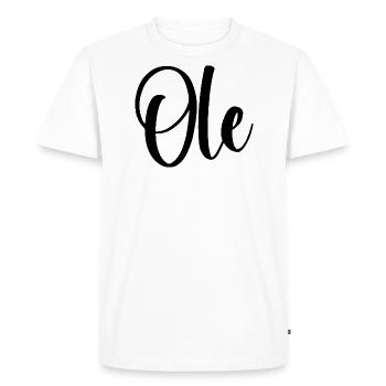Name - Ole - Men's Premium Organic T-Shirt - white - Front - Nico (187cm)