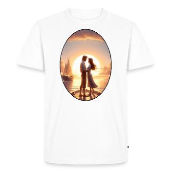 Romance at sunset Large - Men's Premium Organic T-Shirt - white - Front - Nico (187cm)