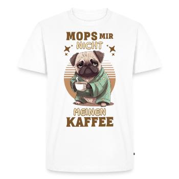 Carlin chien café disant drôle humour drôle - T-shirt Premium bio Homme - blanc - Devant - Nico (187cm)