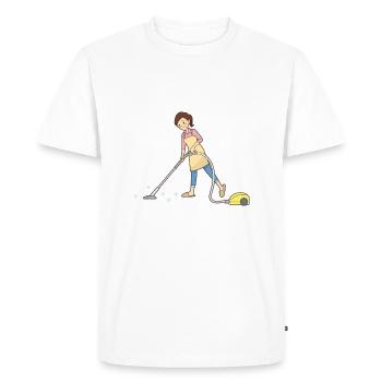 cleaning cleaning cleaning woman broom wischmop61 - Men's Premium Organic T-Shirt - white - Front - Nico (187cm)