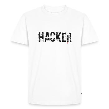 hacker - Men's Premium Organic T-Shirt - white - Front - Nico (187cm)
