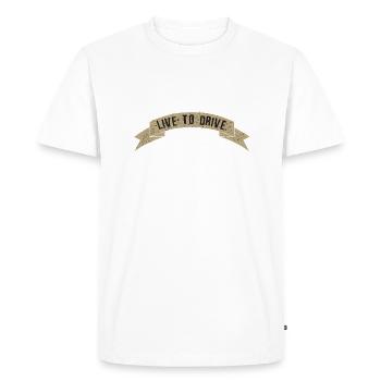 live to drive slogan motard banderole - T-shirt Premium bio Homme - blanc - Devant - Nico (187cm)