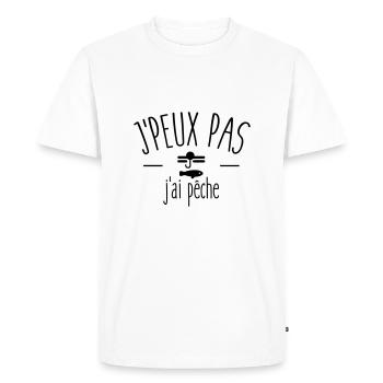 Je peux pas j ai pêche - T-shirt Premium bio Homme - blanc - Devant - Nico (187cm)